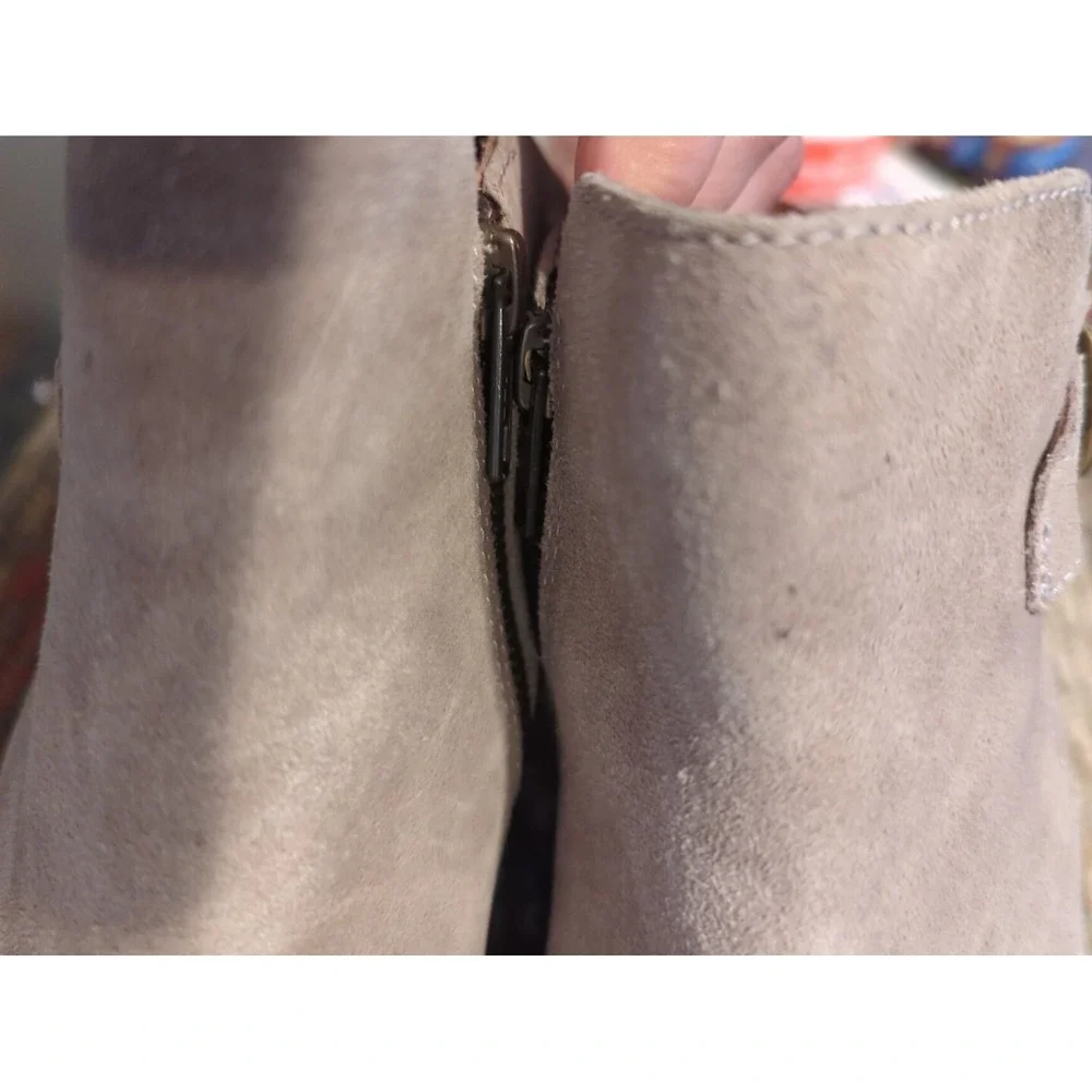 Born Strap Ankle Boots Mule Gray Leather Women's Size 7.5 M Nice Condition!